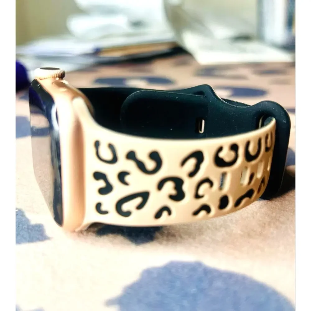 Leopard Apple Watch Band 38 40 Blush Pink Silicone Strap NEW